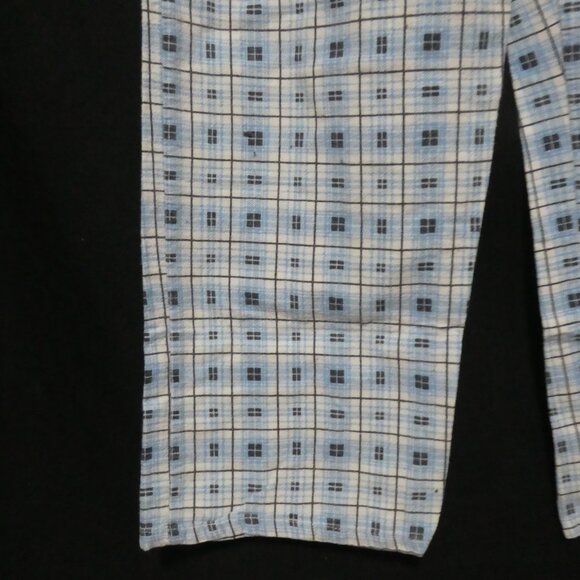 Blue Plaid Pajama Pants | medium | 100% cotton | Stretchy Waist and Drawstring - Picture 8 of 16